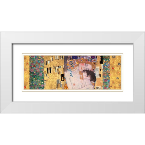 Deco Panel-The Three Ages of Woman White Modern Wood Framed Art Print with Double Matting by Klimt, Gustav