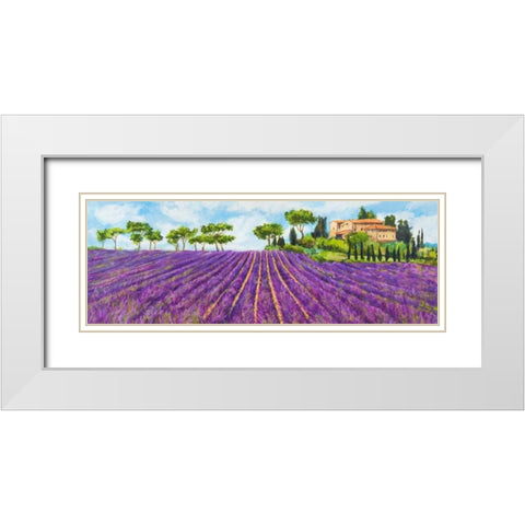 Campagna provenzale White Modern Wood Framed Art Print with Double Matting by Germani, Massimo