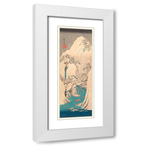 Snowy Gorge White Modern Wood Framed Art Print with Double Matting by Hiroshige, Ando