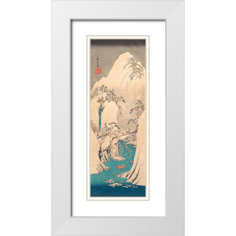 Snowy Gorge White Modern Wood Framed Art Print with Double Matting by Hiroshige, Ando