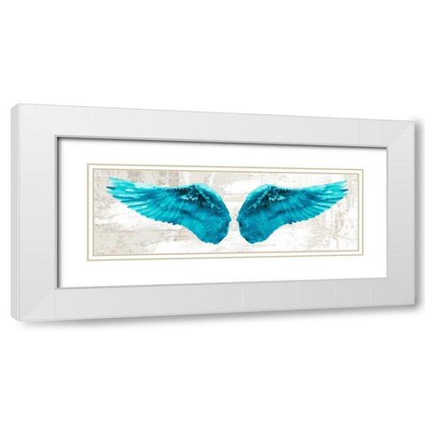 Angel Wings (Aqua) White Modern Wood Framed Art Print with Double Matting by Joannoo