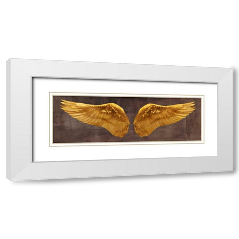 Angel Wings (Gold I) White Modern Wood Framed Art Print with Double Matting by Joannoo