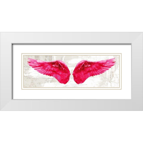 Angel Wings (Pink) White Modern Wood Framed Art Print with Double Matting by Joannoo