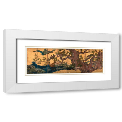 Tree in the Clouds White Modern Wood Framed Art Print with Double Matting by Eitoku, Kano