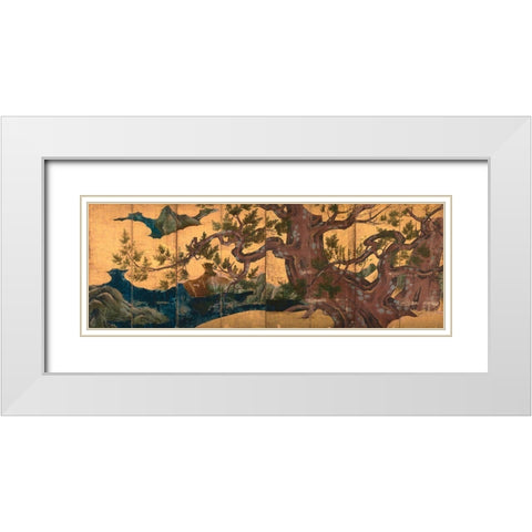 Tree in the Clouds White Modern Wood Framed Art Print with Double Matting by Eitoku, Kano