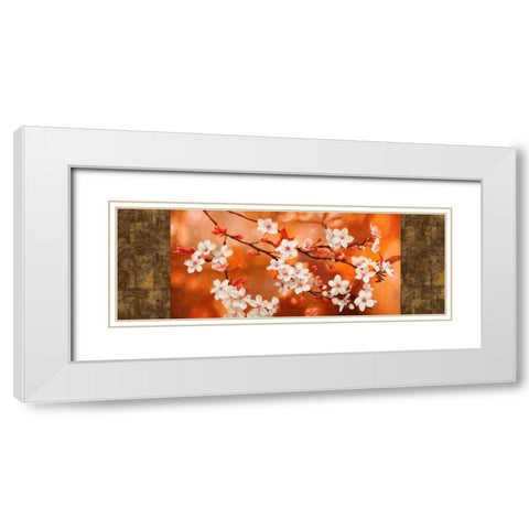 Orange Sakura White Modern Wood Framed Art Print with Double Matting by Thomlinson, Jenny