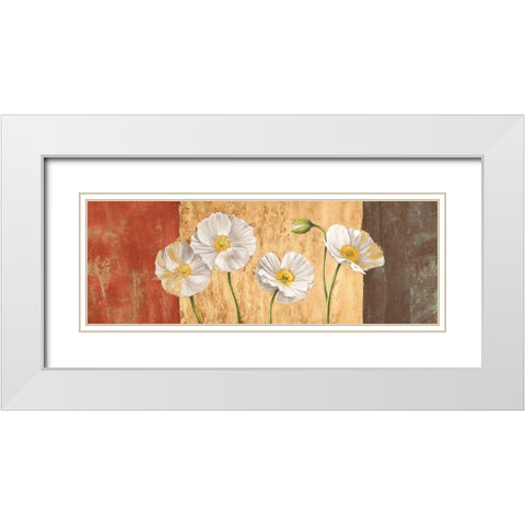 Poppies on Smooth Background White Modern Wood Framed Art Print with Double Matting by Jenny, Thomlinson
