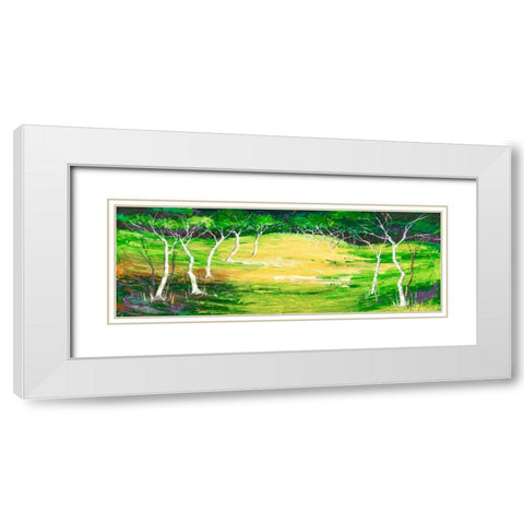 Foresta verde White Modern Wood Framed Art Print with Double Matting by Lucas