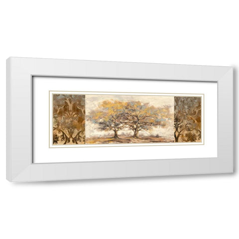 Golden trees White Modern Wood Framed Art Print with Double Matting by Lucas