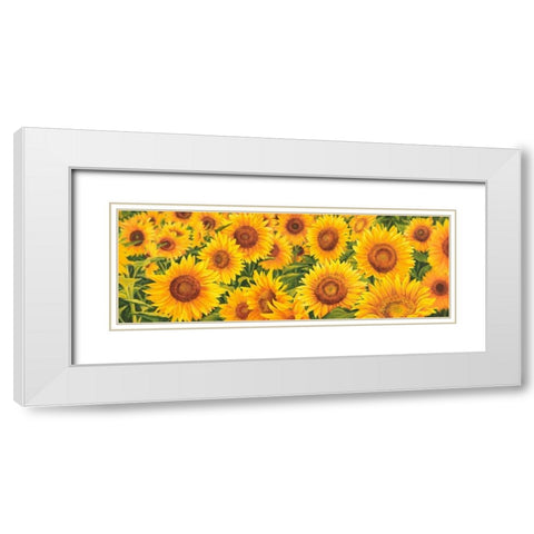 Field of Sunflowers White Modern Wood Framed Art Print with Double Matting by Villa, Luca