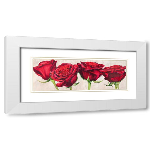 Rose romantiche White Modern Wood Framed Art Print with Double Matting by Villa, Luca