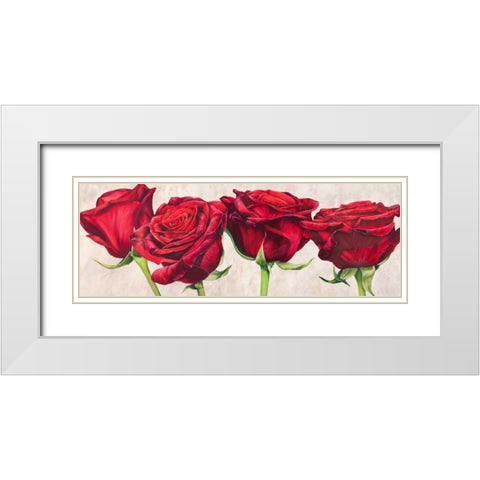 Rose romantiche White Modern Wood Framed Art Print with Double Matting by Villa, Luca