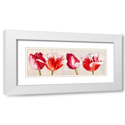 Gioiosi tulipani White Modern Wood Framed Art Print with Double Matting by Villa, Luca