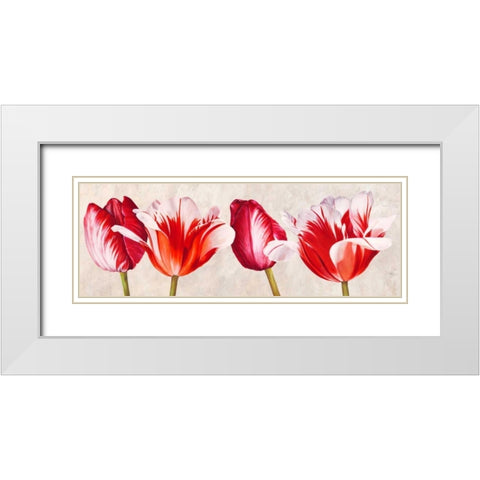 Gioiosi tulipani White Modern Wood Framed Art Print with Double Matting by Villa, Luca