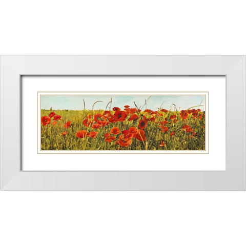 Poppy Field White Modern Wood Framed Art Print with Double Matting by Villa, Luca