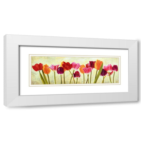 Tulip parade White Modern Wood Framed Art Print with Double Matting by Villa, Luca