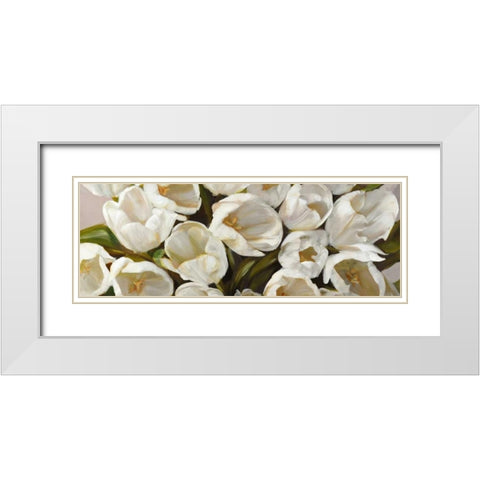 Tulipani bianchi White Modern Wood Framed Art Print with Double Matting by Sanna, Leonardo
