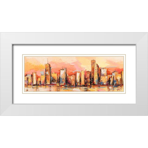 Metropolis I White Modern Wood Framed Art Print with Double Matting by Florio, Luigi
