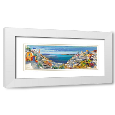 Santorini White Modern Wood Framed Art Print with Double Matting by Florio, Luigi
