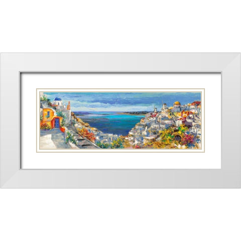 Santorini White Modern Wood Framed Art Print with Double Matting by Florio, Luigi