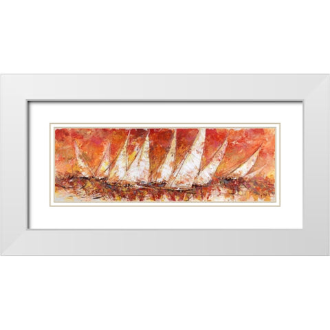 Regata al tramonto White Modern Wood Framed Art Print with Double Matting by Florio, Luigi