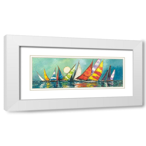 Regata al chiar di Luna I White Modern Wood Framed Art Print with Double Matting by Florio, Luigi