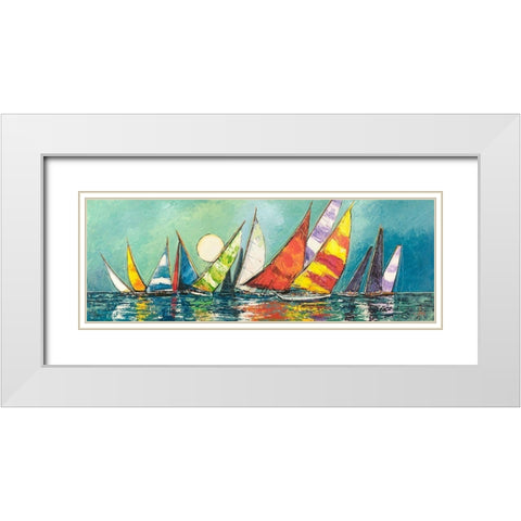 Regata al chiar di Luna I White Modern Wood Framed Art Print with Double Matting by Florio, Luigi