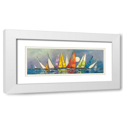 Regata al chiar di Luna II White Modern Wood Framed Art Print with Double Matting by Florio, Luigi