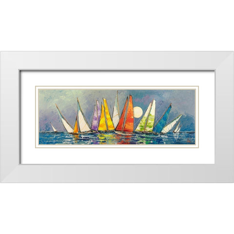 Regata al chiar di Luna II White Modern Wood Framed Art Print with Double Matting by Florio, Luigi