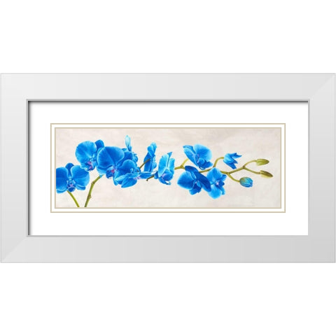 Blue Orchid White Modern Wood Framed Art Print with Double Matting by Mills, Shin