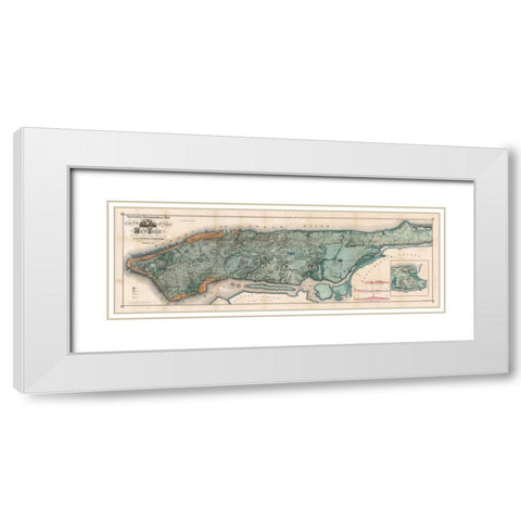 Map of Manhattan Island, 1865 White Modern Wood Framed Art Print with Double Matting by Anonymous