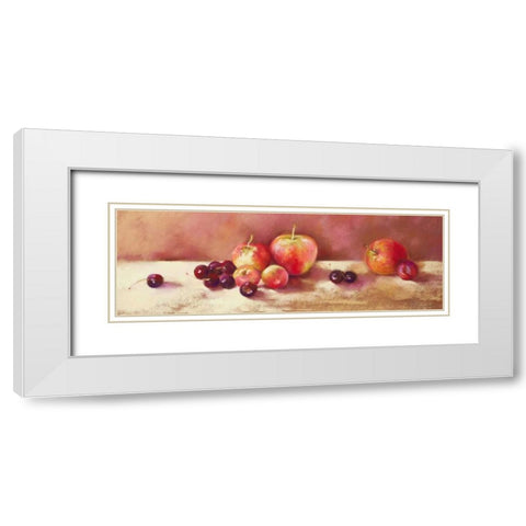Cherries and Apples White Modern Wood Framed Art Print with Double Matting by Whatmore, Nel