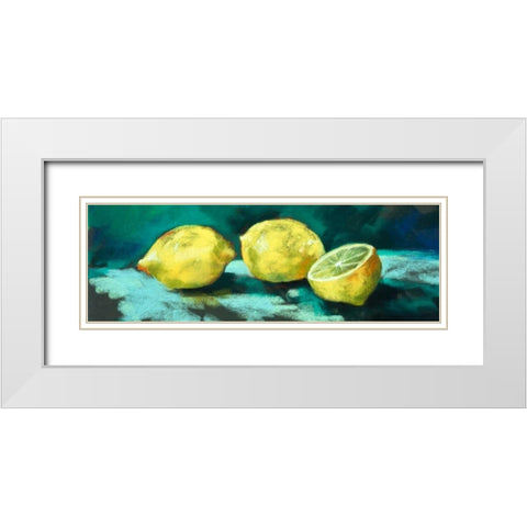 Lemons White Modern Wood Framed Art Print with Double Matting by Whatmore, Nel
