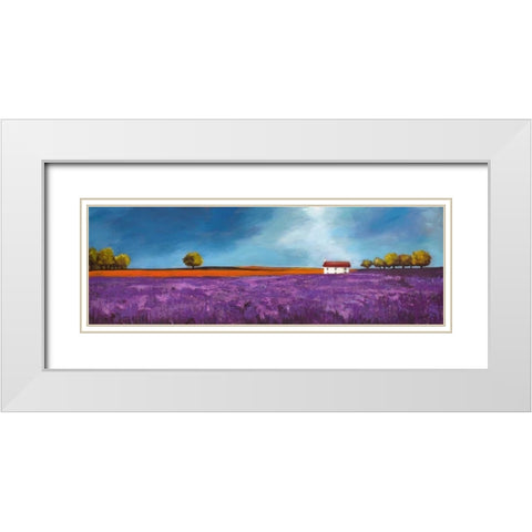 Field of lavender White Modern Wood Framed Art Print with Double Matting by Bloom, Philip