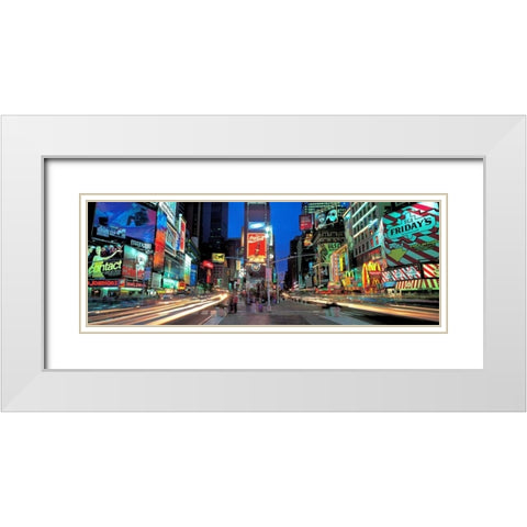 Times Square facing North NYC White Modern Wood Framed Art Print with Double Matting by Berenholtz, Richard