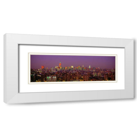 Manhattan at Night White Modern Wood Framed Art Print with Double Matting by Berenholtz, Richard