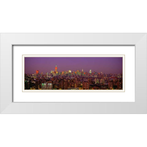 Manhattan at Night White Modern Wood Framed Art Print with Double Matting by Berenholtz, Richard