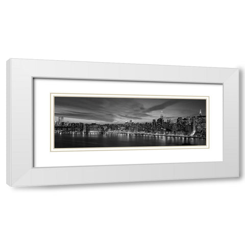 Manhattan Dusk White Modern Wood Framed Art Print with Double Matting by Berenholtz, Richard