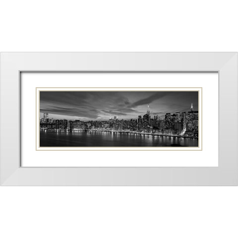 Manhattan Dusk White Modern Wood Framed Art Print with Double Matting by Berenholtz, Richard