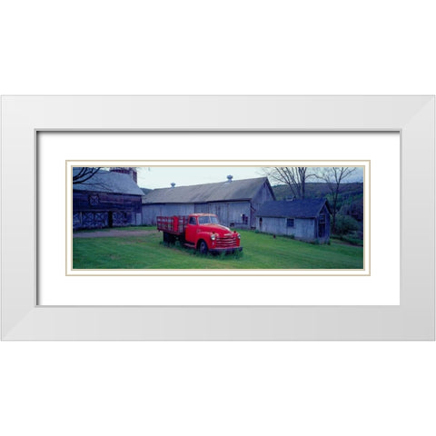 Red Vintage Pickup White Modern Wood Framed Art Print with Double Matting by Berenholtz, Richard