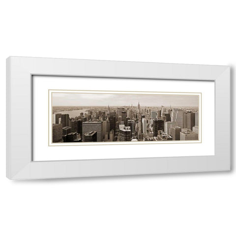 Manhattan Looking South White Modern Wood Framed Art Print with Double Matting by Berenholtz, Richard