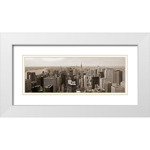 Manhattan Looking South White Modern Wood Framed Art Print with Double Matting by Berenholtz, Richard