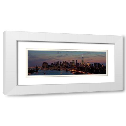 Lower Manhattan at dusk White Modern Wood Framed Art Print with Double Matting by Berenholtz, Richard