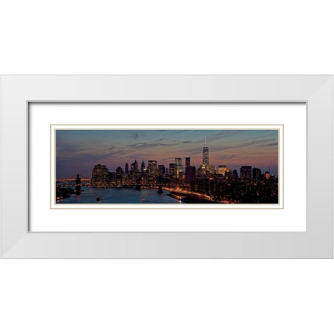 Lower Manhattan at dusk White Modern Wood Framed Art Print with Double Matting by Berenholtz, Richard