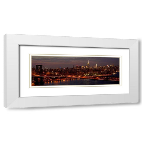 Midtown Manhattan and Williamsburg Bridge White Modern Wood Framed Art Print with Double Matting by Berenholtz, Richard