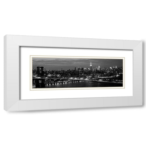 Midtown Manhattan and Williamsburg Bridge White Modern Wood Framed Art Print with Double Matting by Berenholtz, Richard