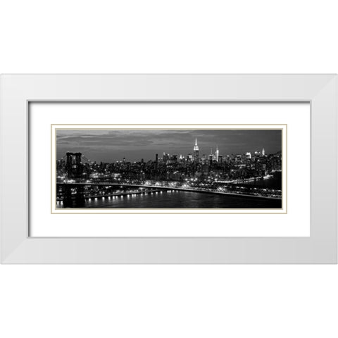Midtown Manhattan and Williamsburg Bridge White Modern Wood Framed Art Print with Double Matting by Berenholtz, Richard