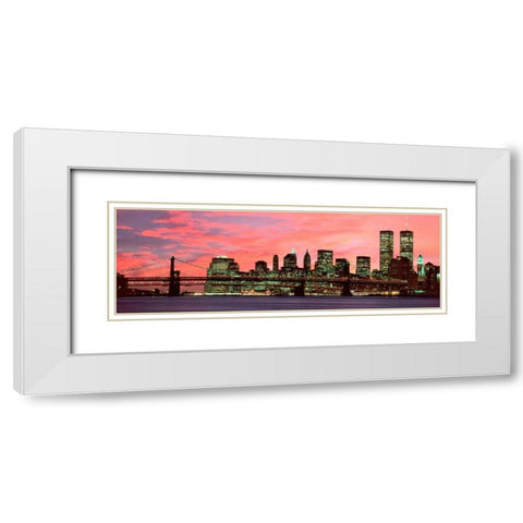 Manhattan at night White Modern Wood Framed Art Print with Double Matting by Berenholtz, Richard