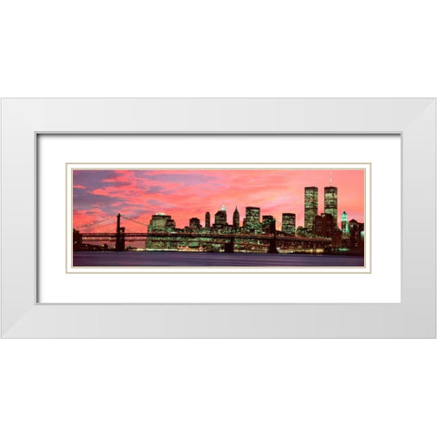 Manhattan at night White Modern Wood Framed Art Print with Double Matting by Berenholtz, Richard