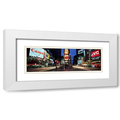 Times Square New York City White Modern Wood Framed Art Print with Double Matting by Berenholtz, Richard